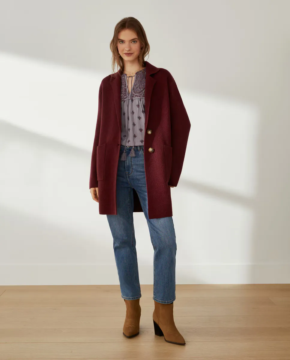 

Вязаная куртка Шерстяное пальто Southern Cotton, бордовый