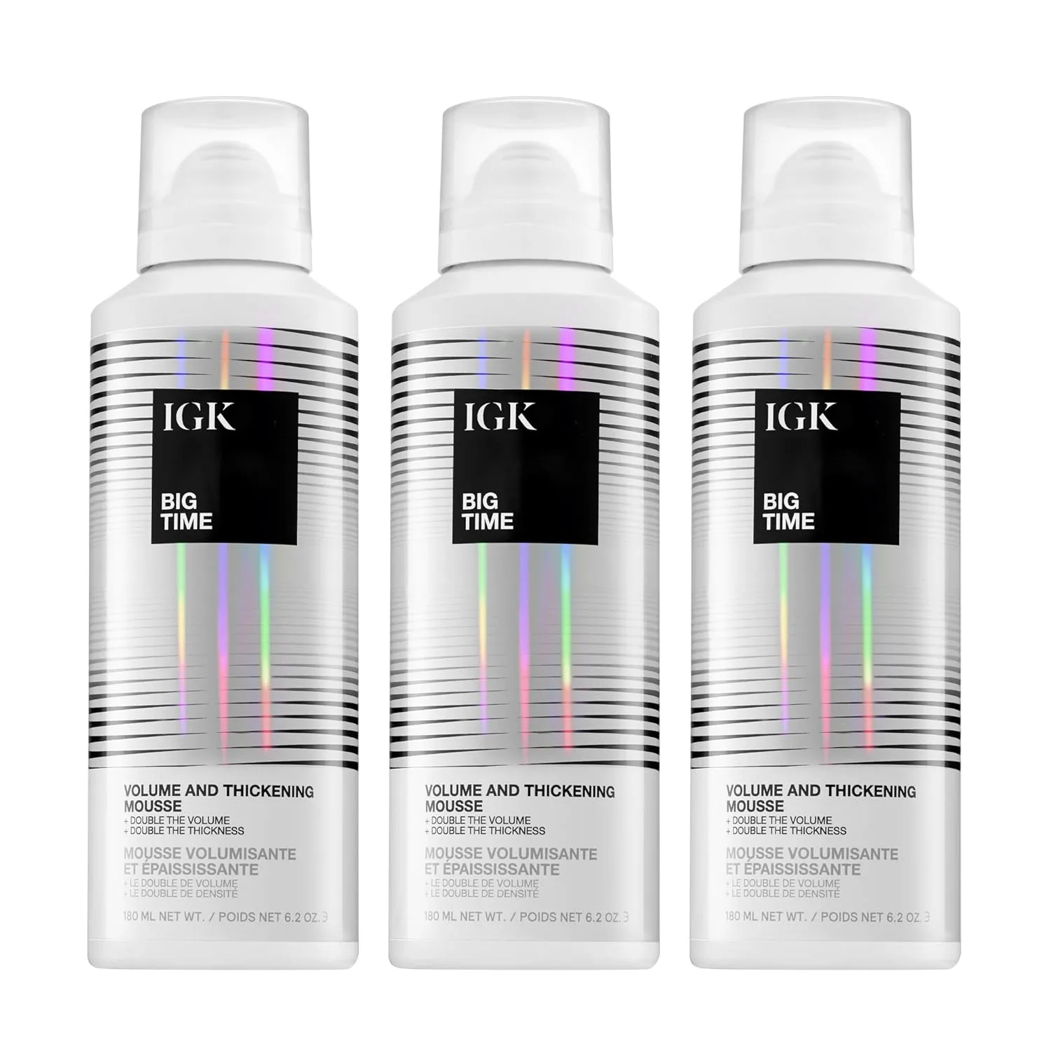 Мусс для объема IGK Big Time Volume Mousse, набор из 3 штук - легкий мусс для волос, придающий максимальный объем, пышность и фиксацию.