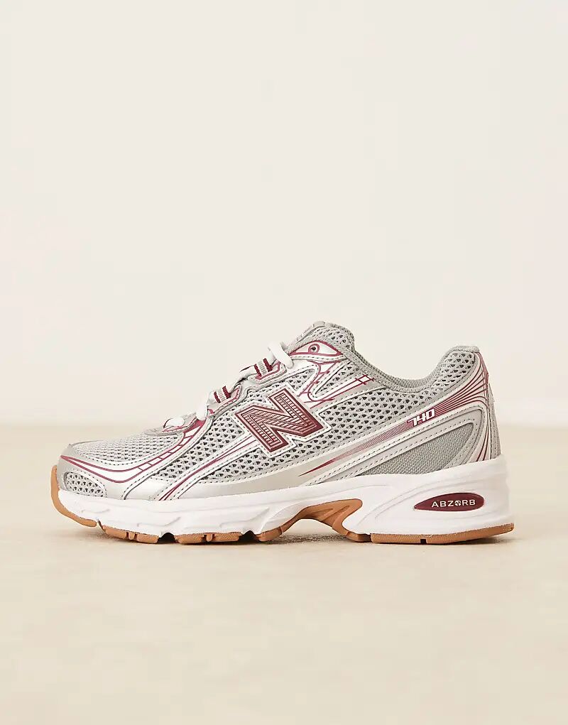 Кроссовки унисекс New Balance 740 серебристого и бордового цветов — фото 2