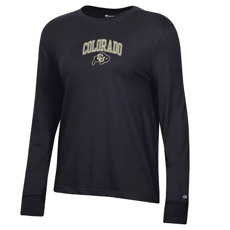 

Женская черная футболка с длинными рукавами Champion Colorado Buffaloes