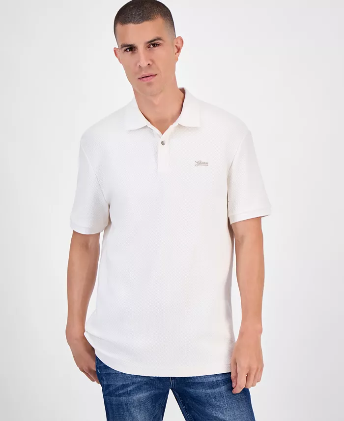 

Минималистичная поло с коротким рукавом и текстурой Guess, белый