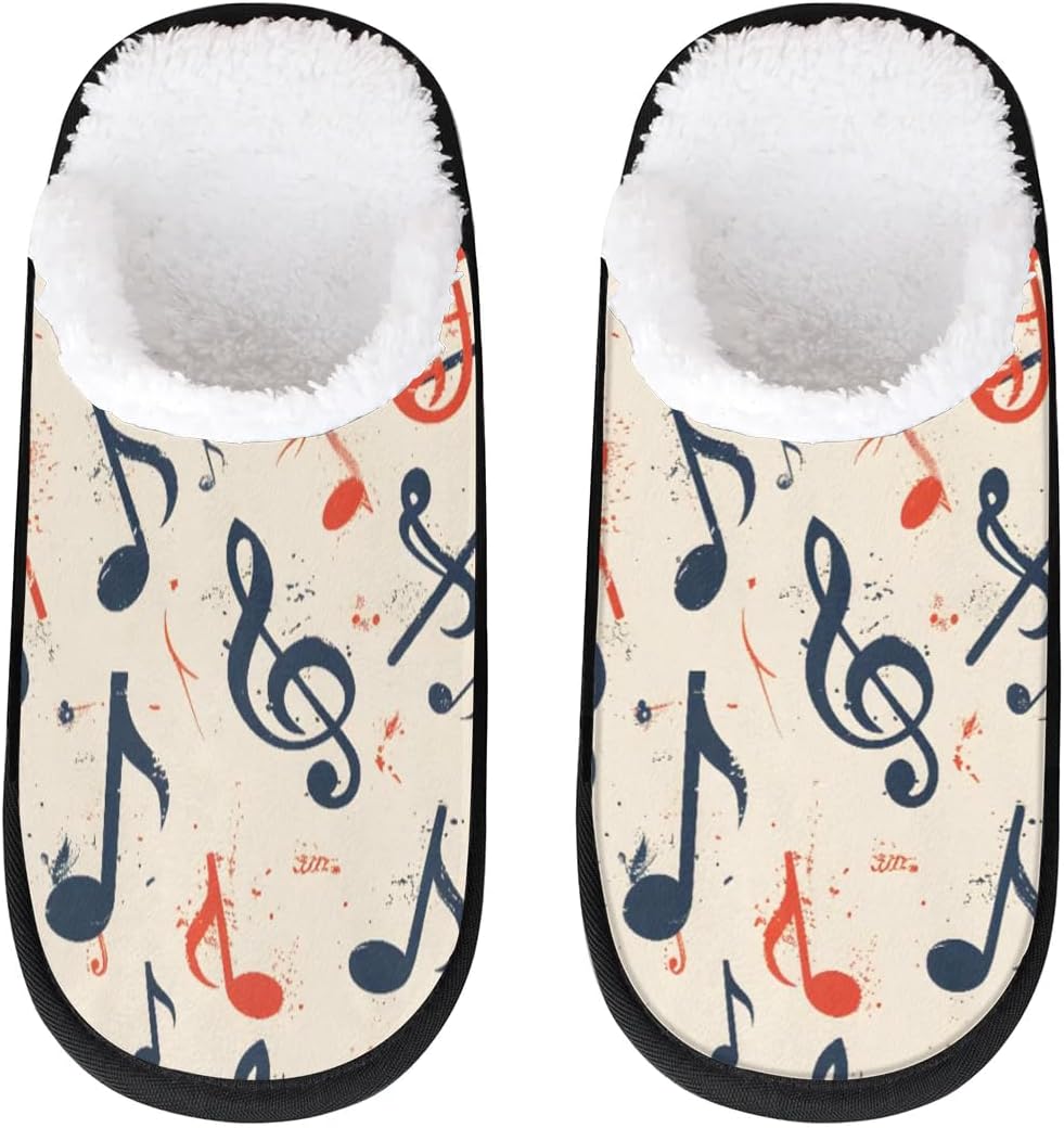 

Тапочки Gublec для женщин и мужчин, уютные с нескользящей подошвой, для дома, теплые плюшевые тапочки для дома, спальни и путешествий, Music Notes Print