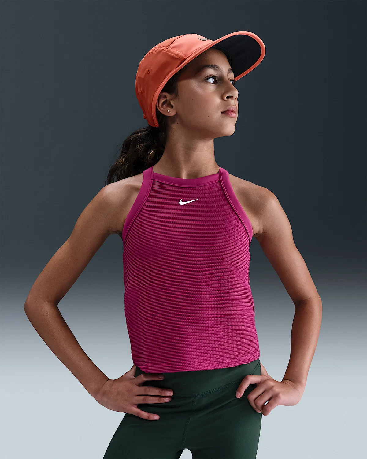 Девичья майка Nike с высоким воротом, Sweet Beet/White