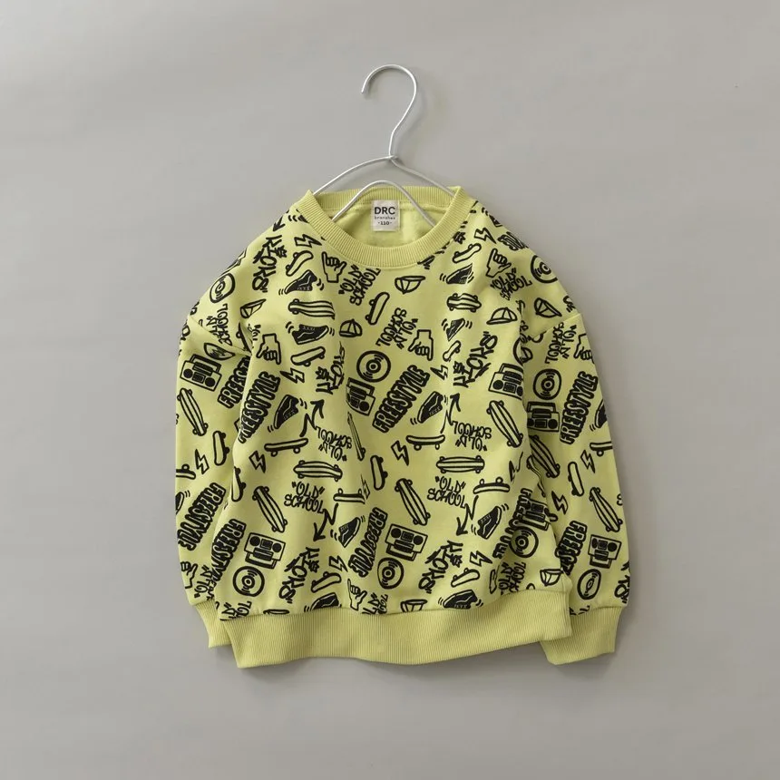 Свитшот с различными графическими принтами Branshes, 65_Lime_Hand-drawn all-over pattern