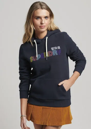 

Толстовка с капюшоном Superdry "VINTAGE RETRO RAINBOW HOOD", цвет Eclipse Navy