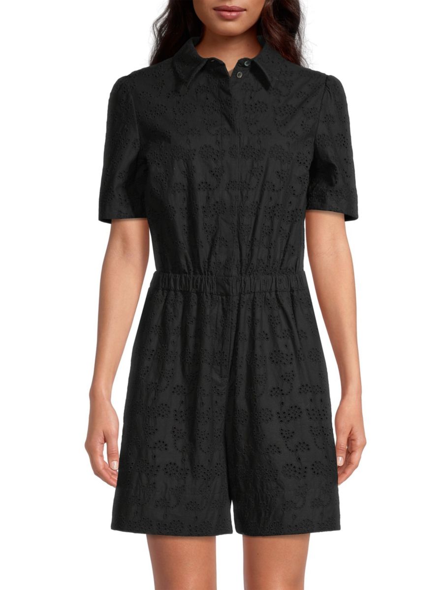 

Хлопковый комбинезон с вышитыми люверсами Jason Wu, черный