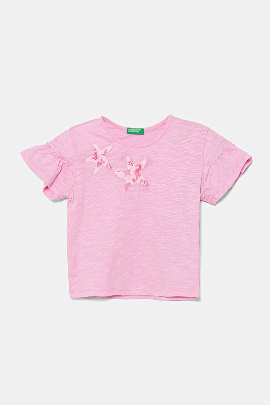 

Детская хлопковая футболка United Colors Of Benetton, розовый