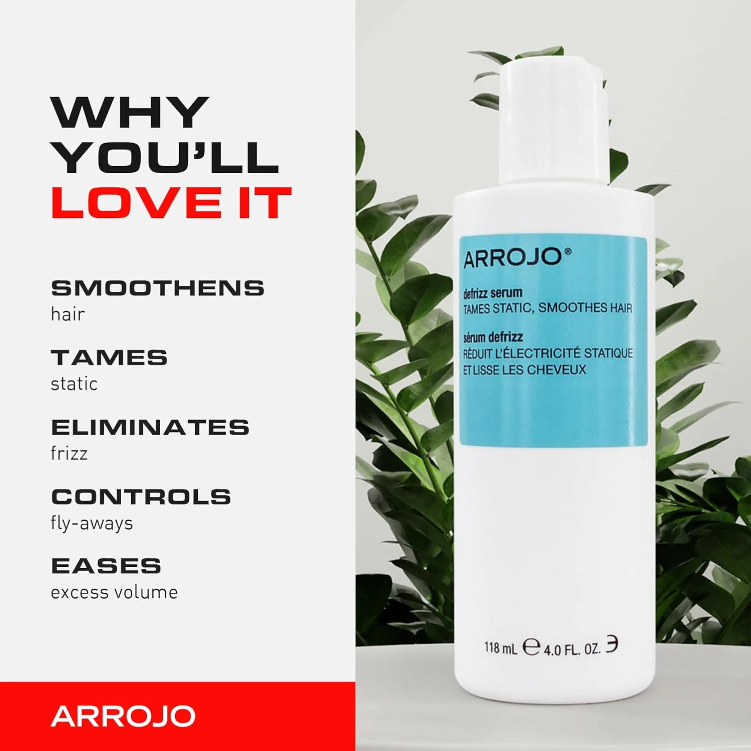 Сыворотка для волос Arrojo Defrizz Serum, 113 мл - без сульфатов и парабенов, для вьющихся и поврежденных волос, для мужчин и женщин - с ароматом лаванды и груши. — фото 3