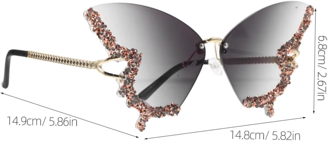 

Ретро-солнцезащитные очки-бабочки для женщин, модные очки без оправы с бриллиантами, защита от УФ-излучения, стильные очки для пляжа и вечеринок Holibanna, Multi