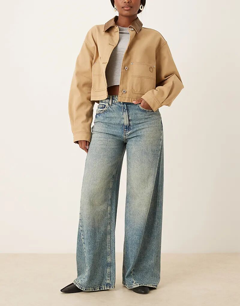 

Джинсы JDY широкого кроя с асимметричными швами, средне-синего цвета