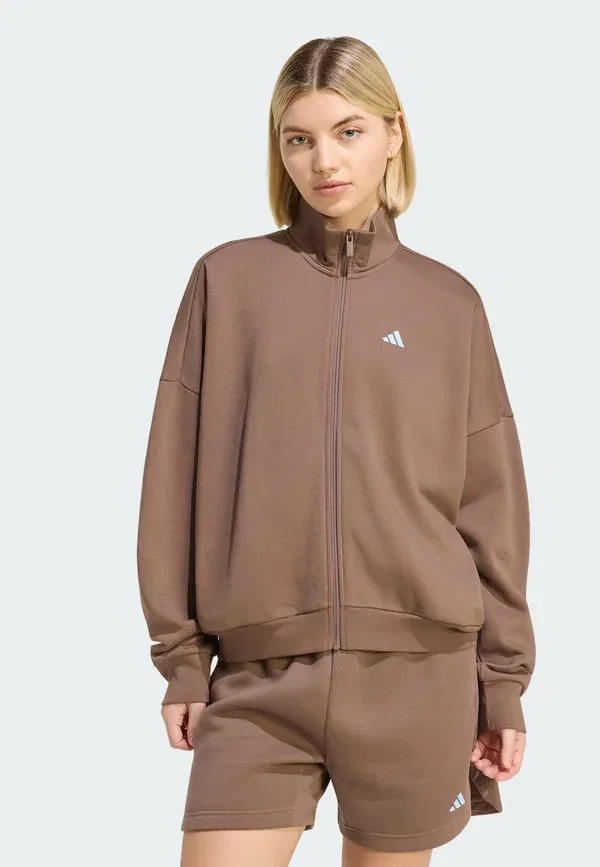 Толстовка с молнией Adidas Sportswear 3 Stripes Studio Tracktop, цвет земляные слои — фото 2