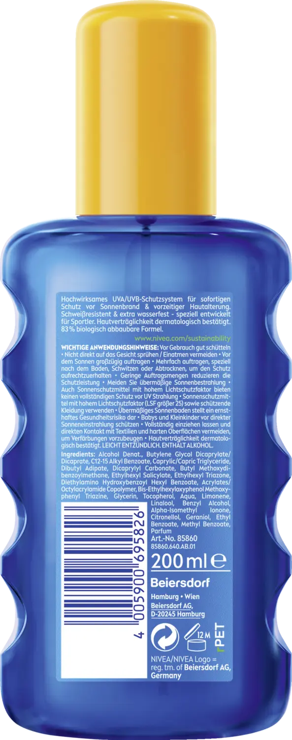 Солнцезащитный крем NIVEA SUN UV Dry Protect Sport Transparentes Spray LSF 50 — фото 2