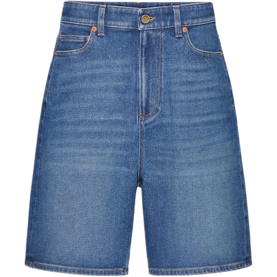 

Джинсовые шорты с высокой талией VLogo Signature Valentino, Dark Denim