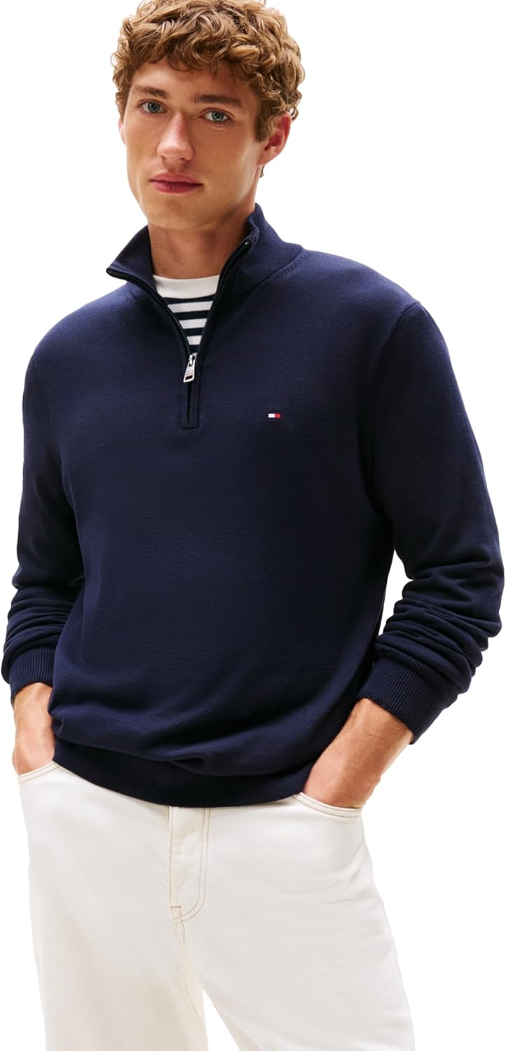 

Легкий мужской свитер Tommy Hilfiger с застежкой-молнией на четверть дюйма, Desert Sky