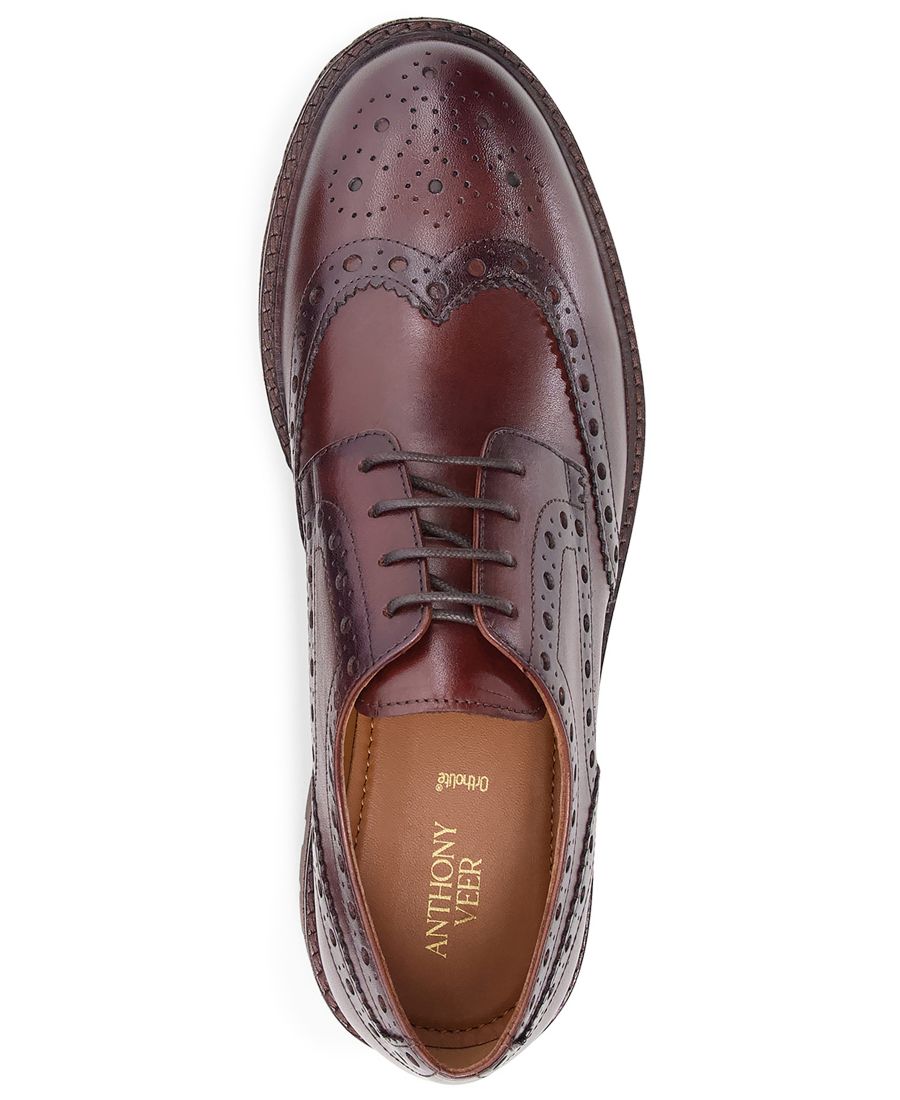 Мужские туфли Prescott Wingtip Derby с круглым носком Anthony Veer, Brown — фото 4
