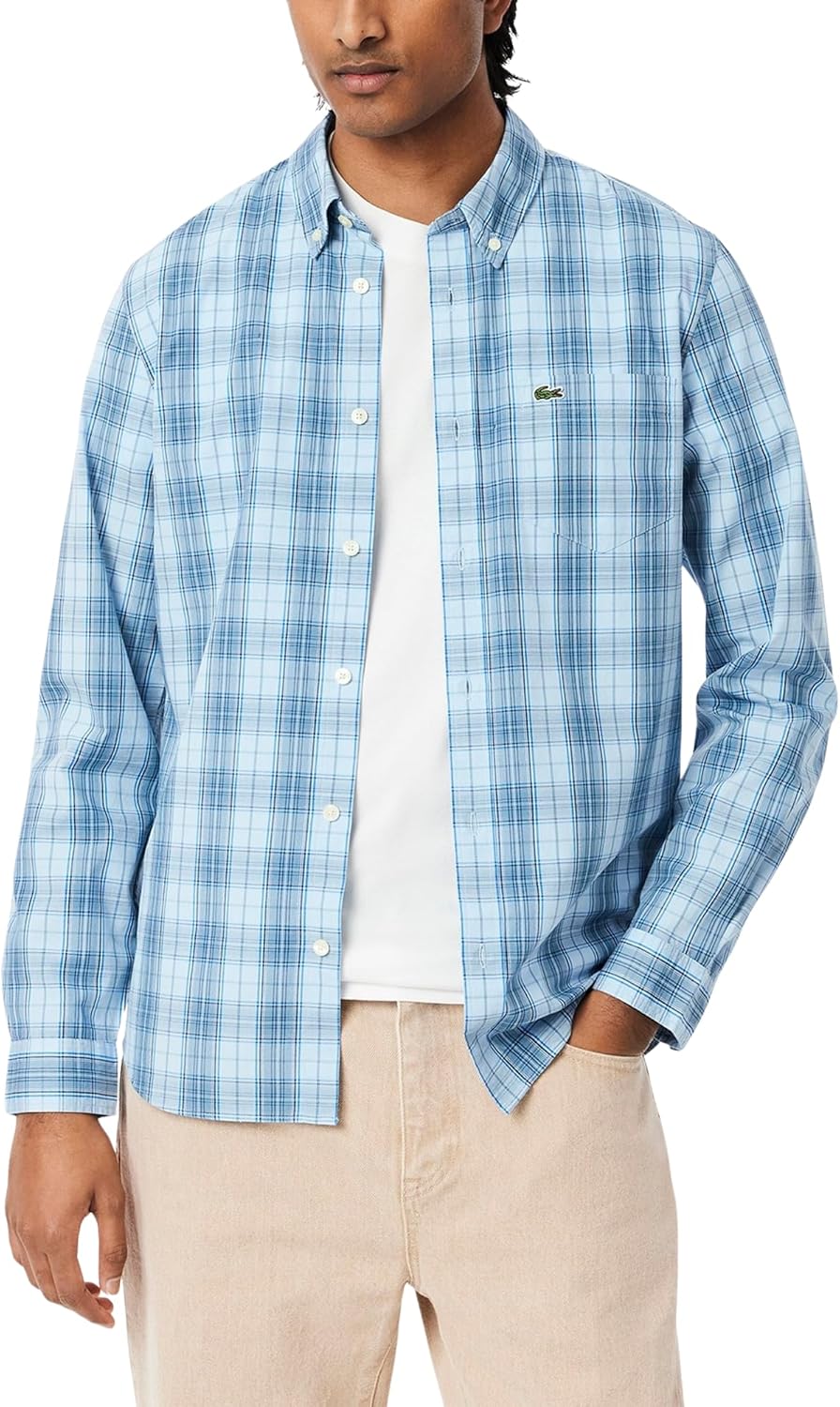 

Мужская рубашка Lacoste в клетку с эффектом стрейч, Rill, Limestone, & Gipsy Blue