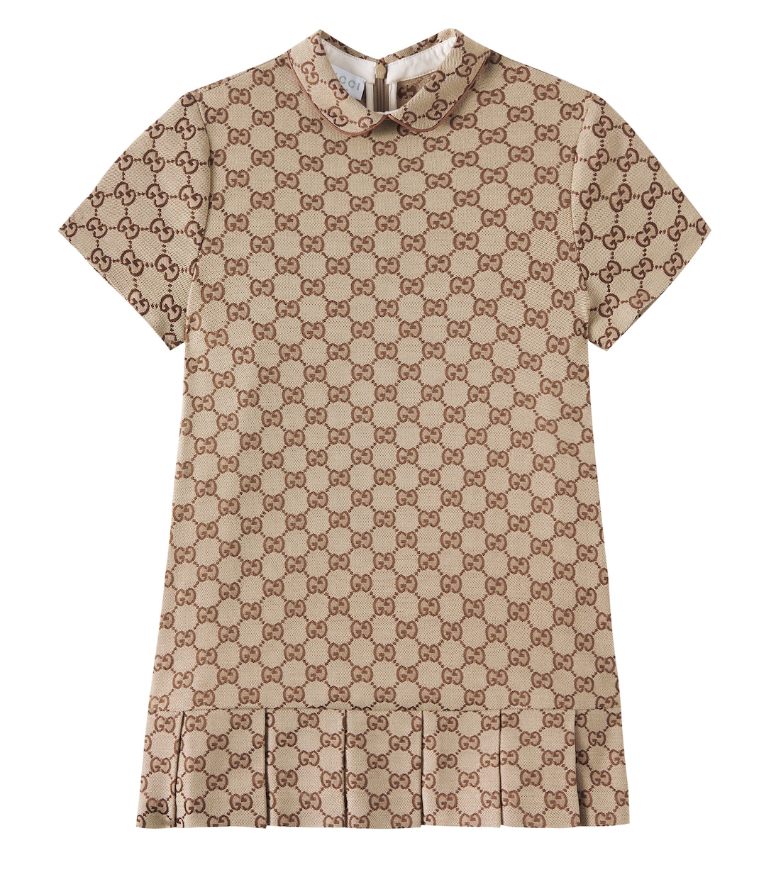

GG плиссированное платье из ткани canvas Gucci Kids, Camel/Ebony