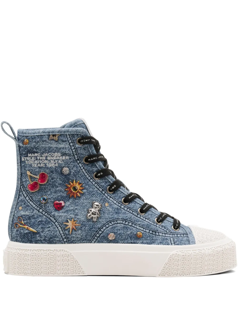 Высокие джинсовые кеды с подвесками Marc Jacobs, синий