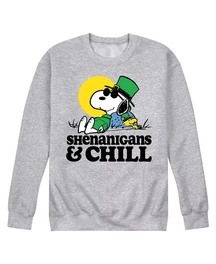 

Мужская флисовая толстовка с длинным рукавом Peanuts St Patrick's Day Shenanigans Chill AIRWAVES, серый