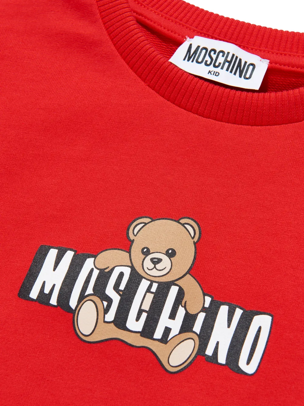 Платье с оборками и принтом "Тедди" Moschino Kids, красный — фото 3