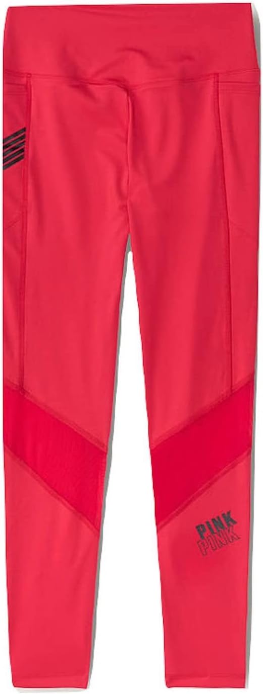 Розовые ультра-высокие укороченные леггинсы V-образного кроя Victoria's Secret, Red/Black — фото 2