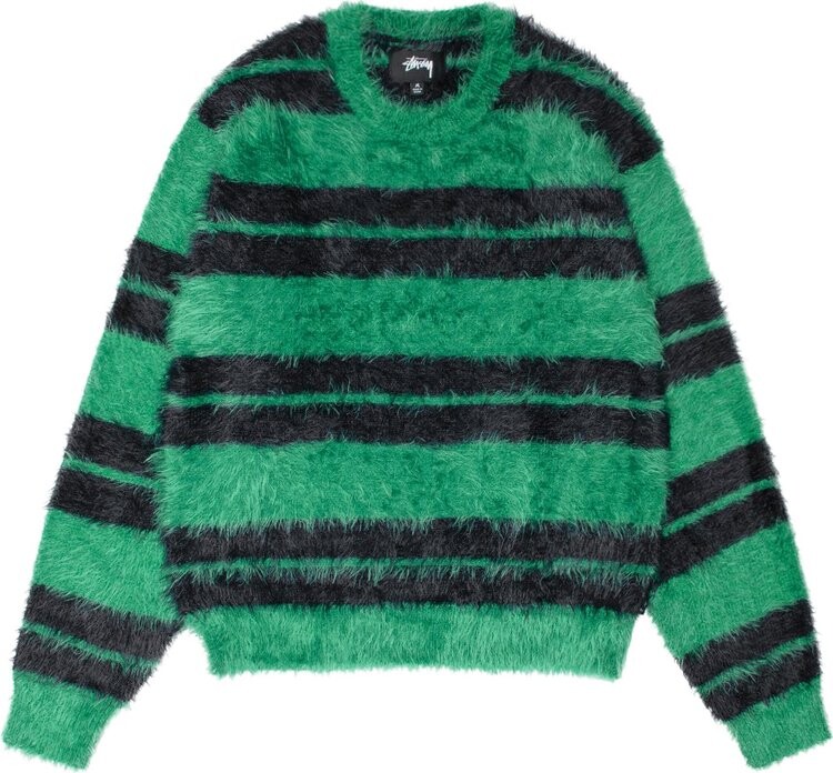 

Свитер Stussy Hairy Stripe Crew 'Black/Green', зеленый