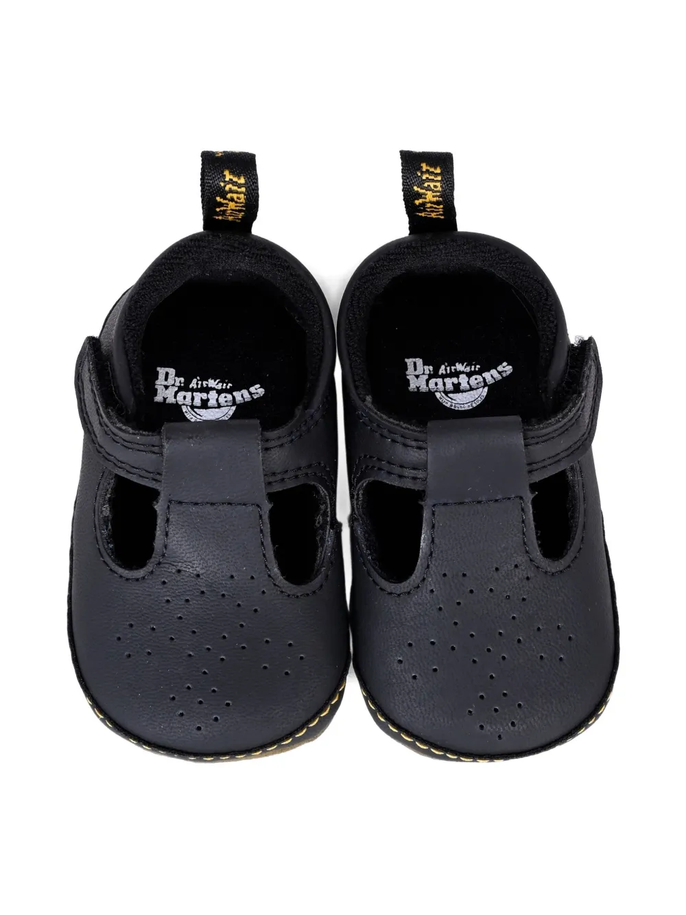 Перфорированные Т-образные детские туфли Polley Dr. Martens Kids, черный — фото 3