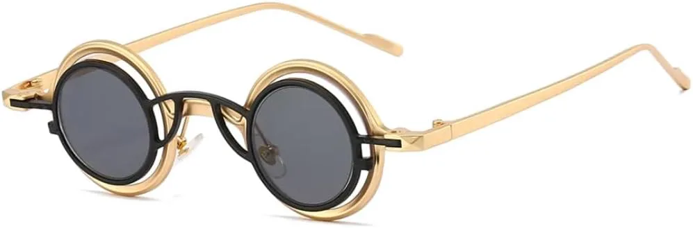 

Повседневные солнцезащитные очки для женщин и мужчин, роскошные, маленькие, круглые, в стиле панк, модные, с защитой от УФ-излучения UV400 VFDHN, 3662-c3