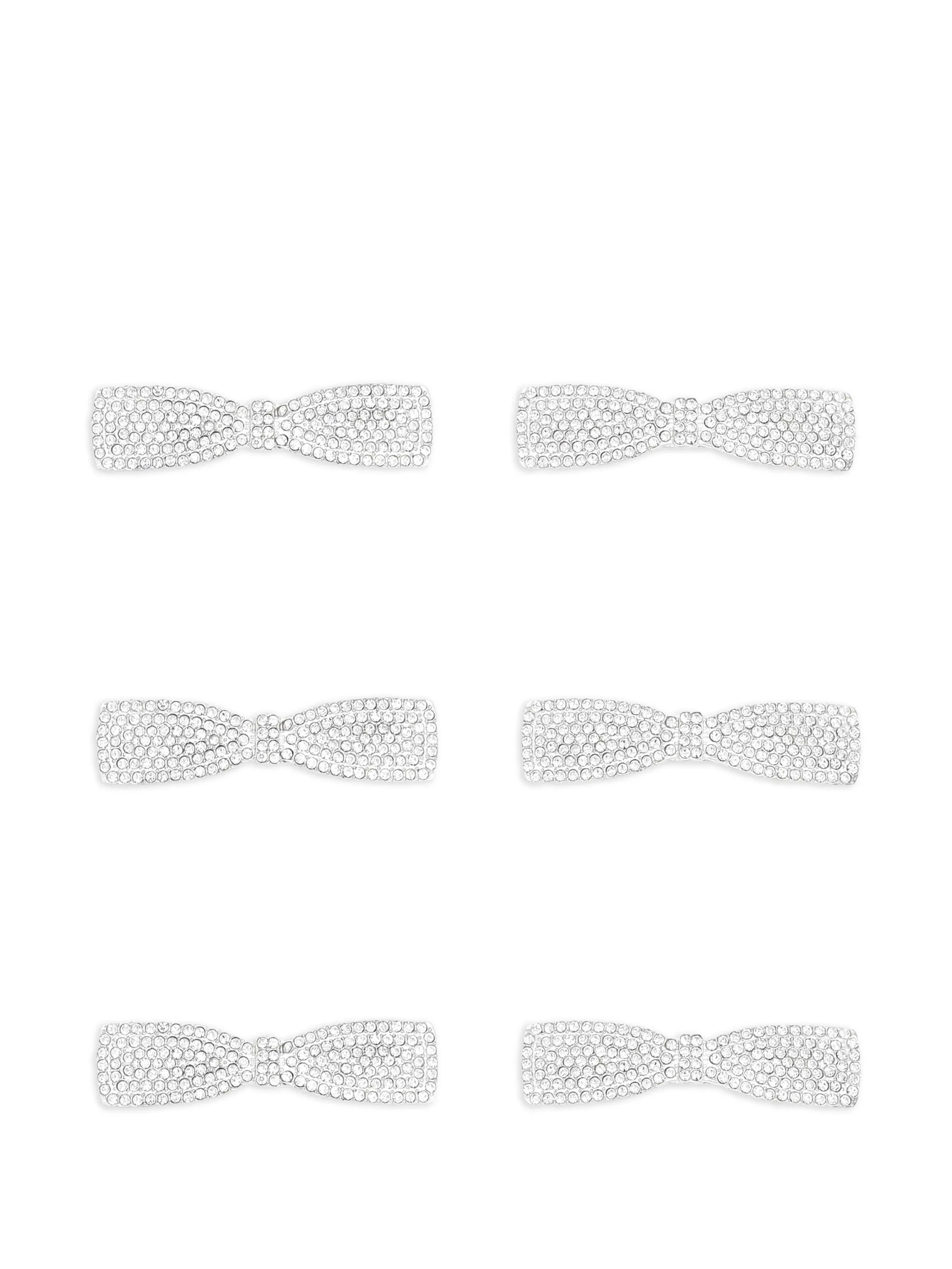 

Набор из шести заколок для волос с кристаллами Mimi Tutu, серебристый