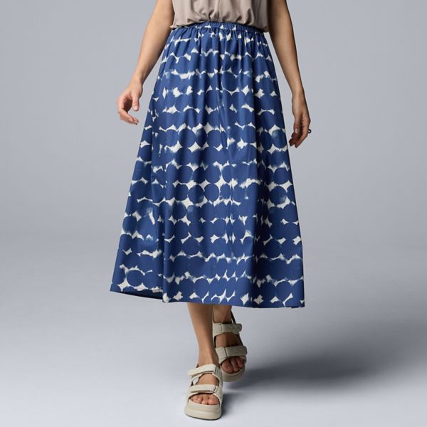 

Юбка миди женская, застегивающаяся на липучке Simply Vera Vera Wang, цвет blue dots