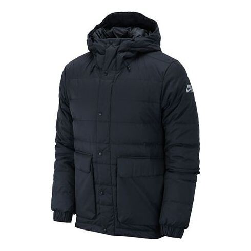 

Пуховик Nike SB Skateboard Stay Warm Windproof Casual Sports hooded down Jacket Black, черный