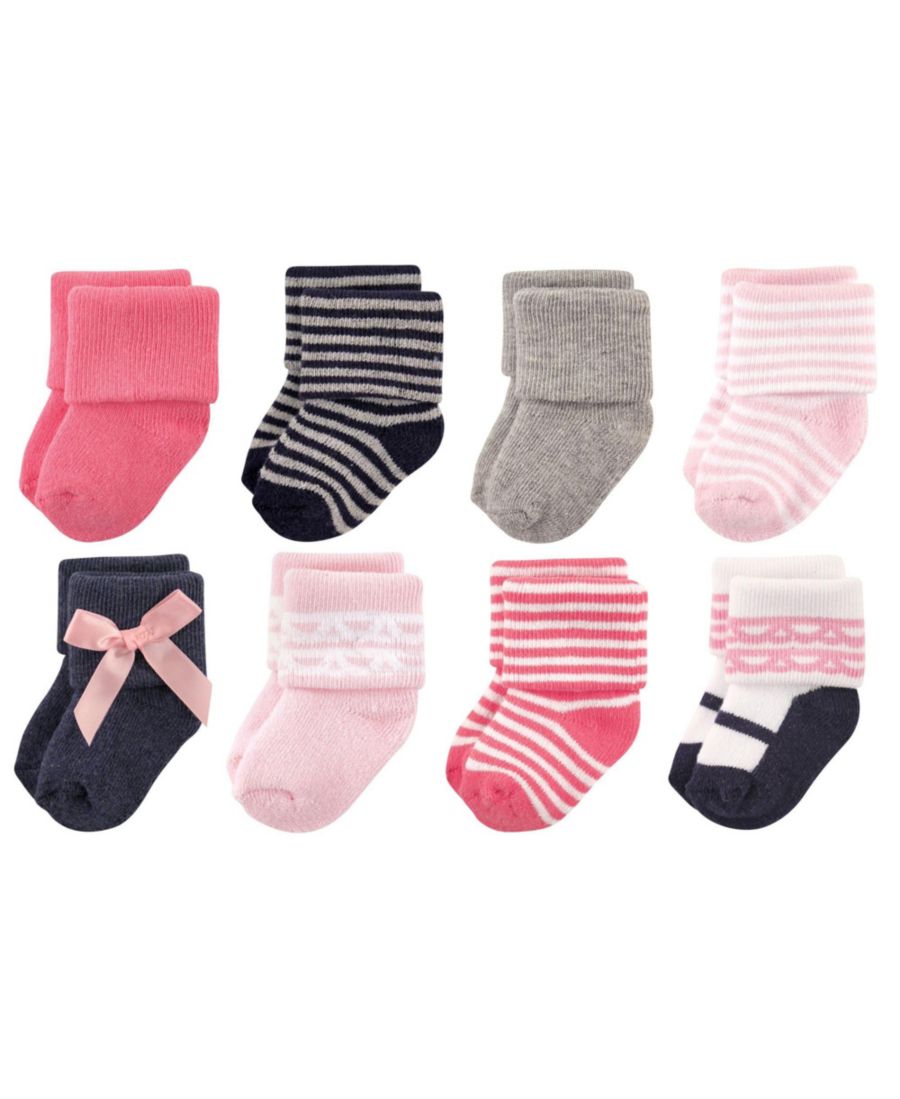 

Уютные махровые носки до щиколотки (8 пар) с закругленной окантовкой Luvable Friends, Pink scroll