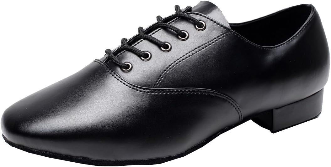 

Мужские джазовые латинские танцевальные туфли для сальсы, танго, ча-ча, бальных танцев, с круглым носком, для тренировок, модные танцевальные туфли на шнуровке Shutup.Dance, черный