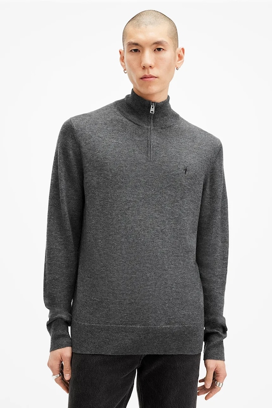 

Вязаный шерстяной свитер KILBURN ZIP FUNNEL Allsaints, серый
