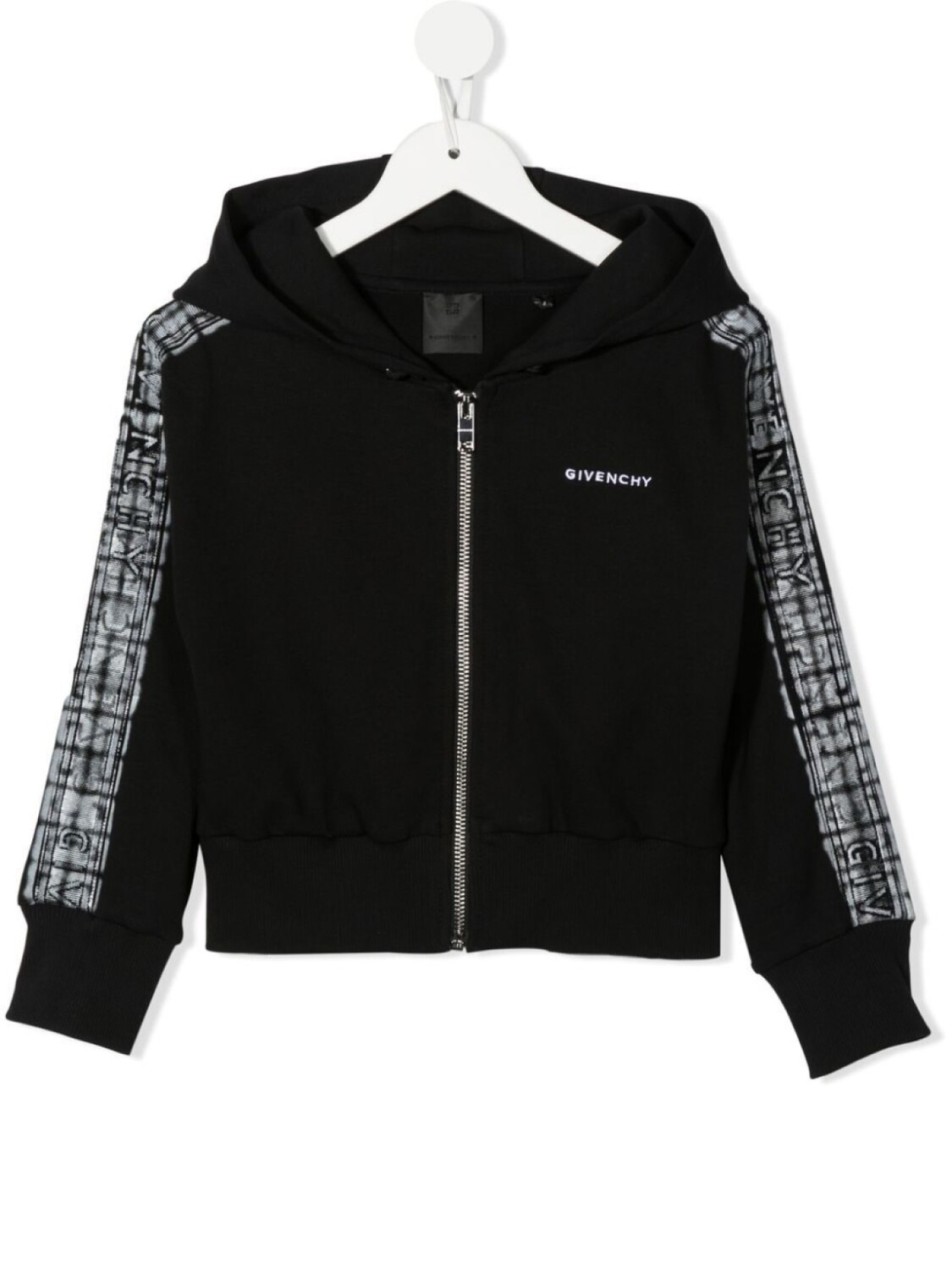 

Givenchy Kids худи на молнии с вышитым логотипом, черный