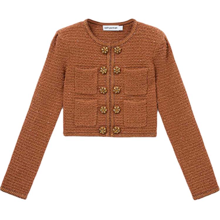 

Свитер с фактурной вязкой Self-portrait, тёмно-коричневый