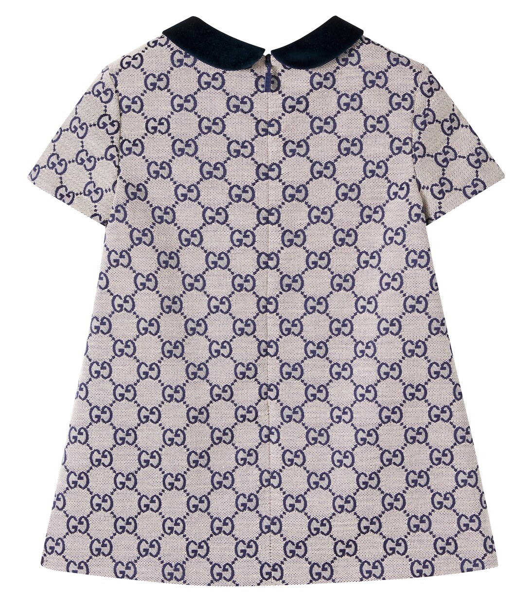 Платье Baby GG Canvas из хлопковой смеси Gucci Kids, Oatmilk/Blue — фото 2