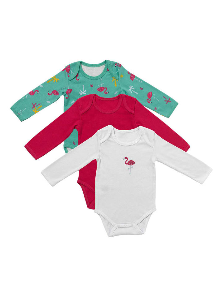 

Schlummersack Комплект из 3 детских боди с длинными рукавами из органического хлопка, розового цвета