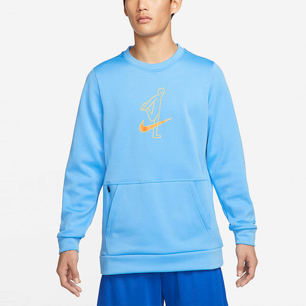 Толстовка Men's Nike As Nk TF Turf Top Ls Crew Story P Casual Character Printing Round Neck Pullover Blue, синий — фото 3