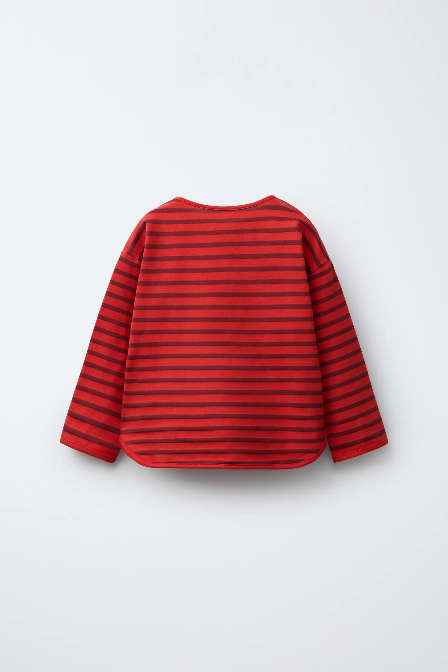 Полосатая футболка с вышитыми сердечками Zara, бордовый — фото 2