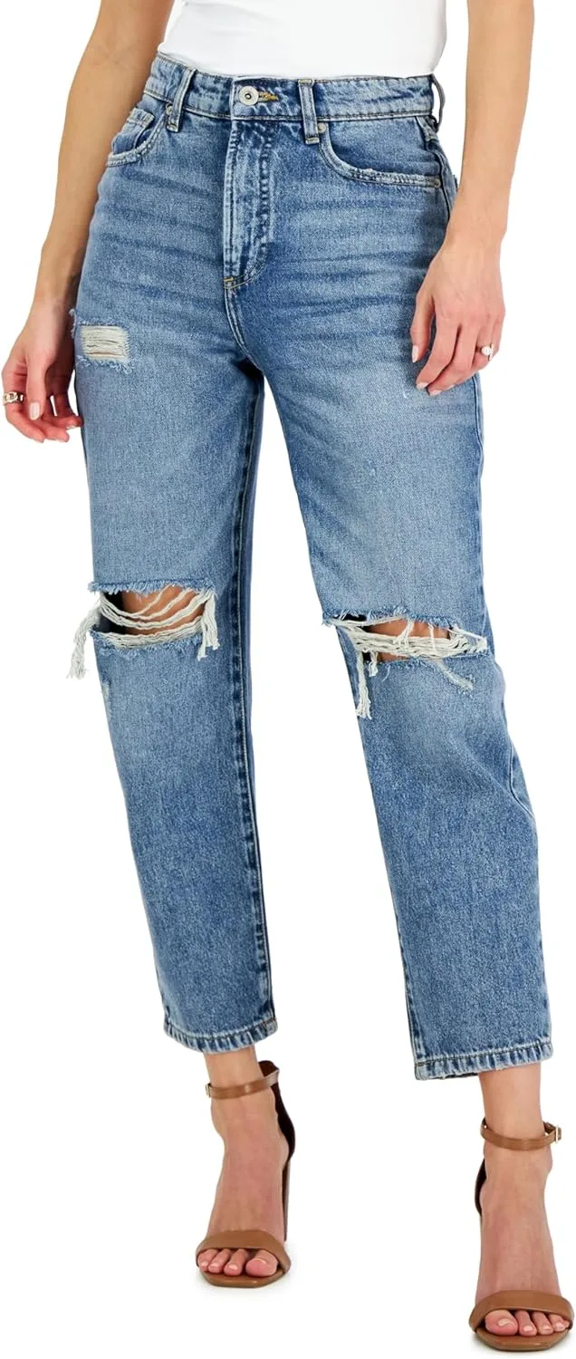 

International Concepts Женские джинсы Mom с высокой посадкой и потертостями