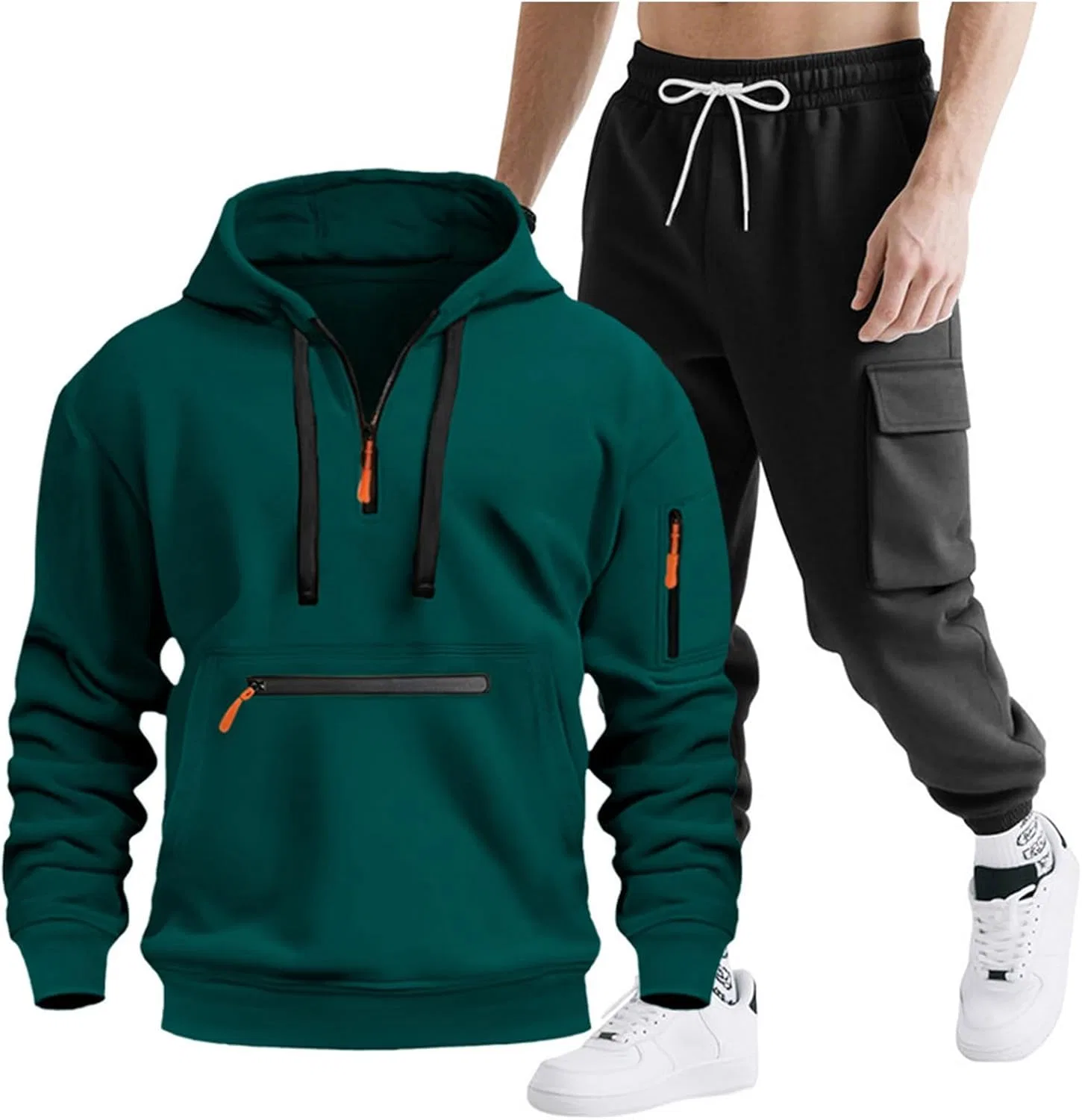 Спортивный костюм с капюшоном и карго брюками, Army Green