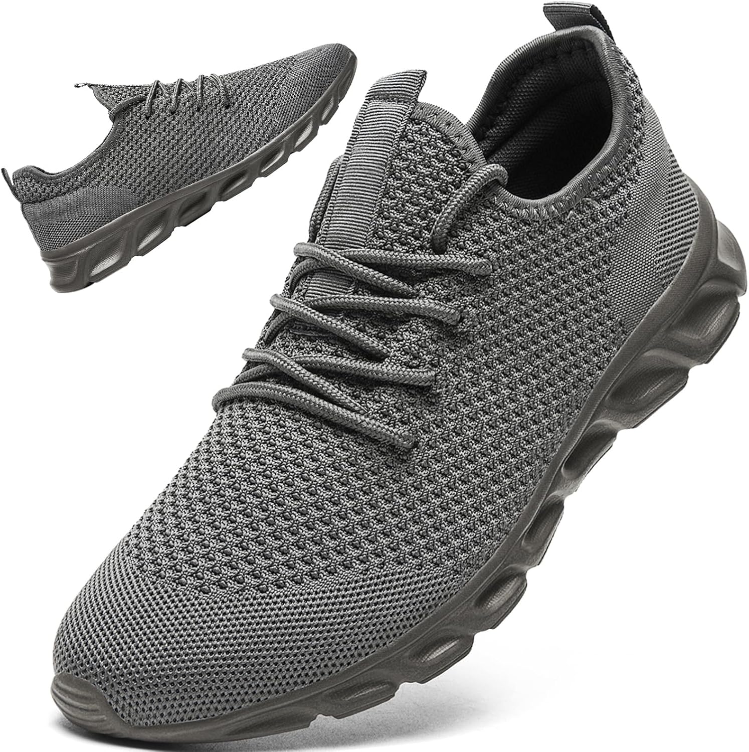 

Мужские кроссовки Linenghs для бега, тенниса и тренировок в спортзале, повседневные слипоны для ходьбы, легкие спортивные кроссовки с сетчатым верхом, дышащие модные спортивные обувь, темно-серый