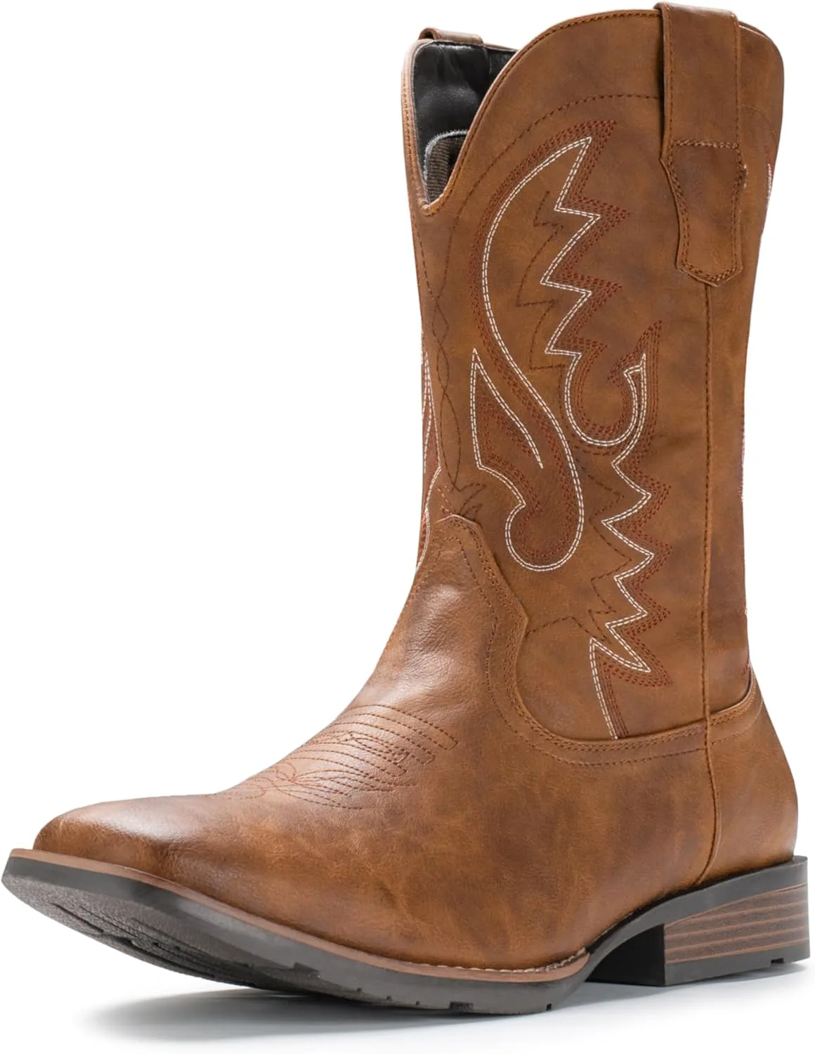 

Мужские ковбойские сапоги IUV с широким квадратным носком, ретро-вестерн стиль, прочные классические модные вышитые сапоги на шнуровке, с противоскользящей подошвой, коричневый