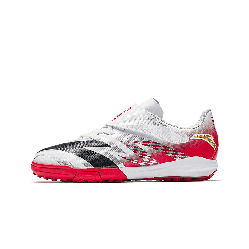 

Звездные противоскользящие износостойкие низкие детские футбольные бутсы TF Antakids, Anta белый/Heat Power красный/черный