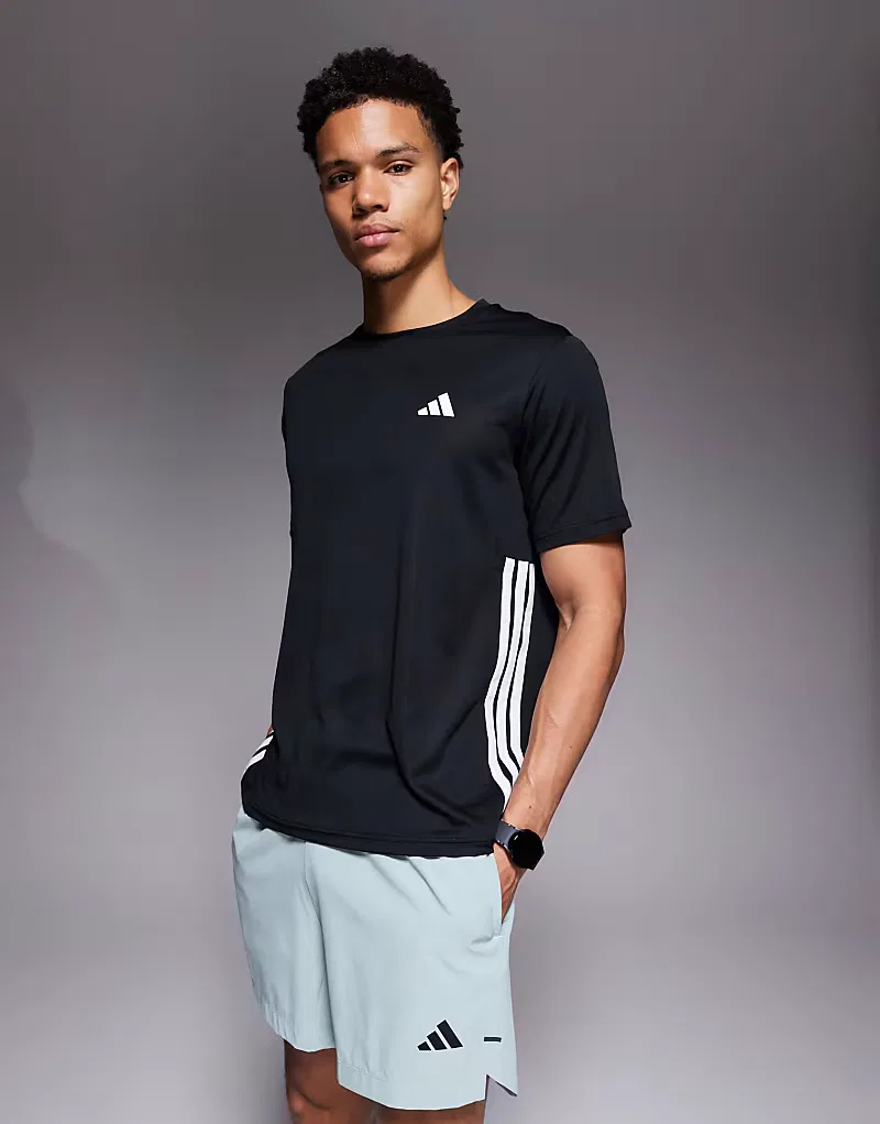 Футболка Adidas Performance Training essentials с тремя полосками, черный