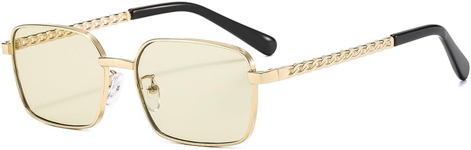 

Ретро-солнцезащитные очки в металлической оправе для женщин, модные очки с прозрачными линзами цвета океана, защита от УФ-излучения UV400 для мужчин HVTVTLA, Golden Yellow Green