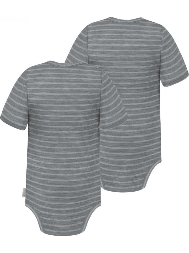 Normani Outdoor Sports Комплект из 2 детских боди с короткими рукавами из мериносовой шерсти, цвет Тауранга, серая полоска — фото 2