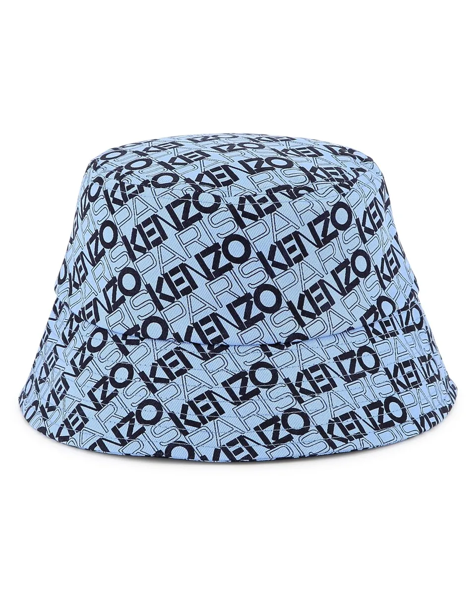 

Детская шапочка из 100% хлопка с принтом монограммы Kenzo Kids, синий