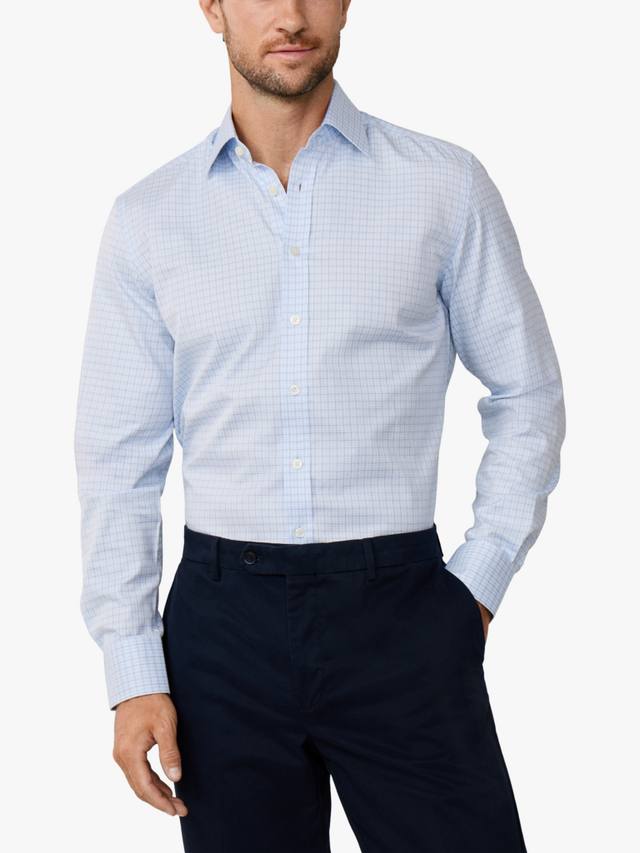 

Хлопковая рубашка с длинными рукавами в клетку Hackett London, Sky Blue